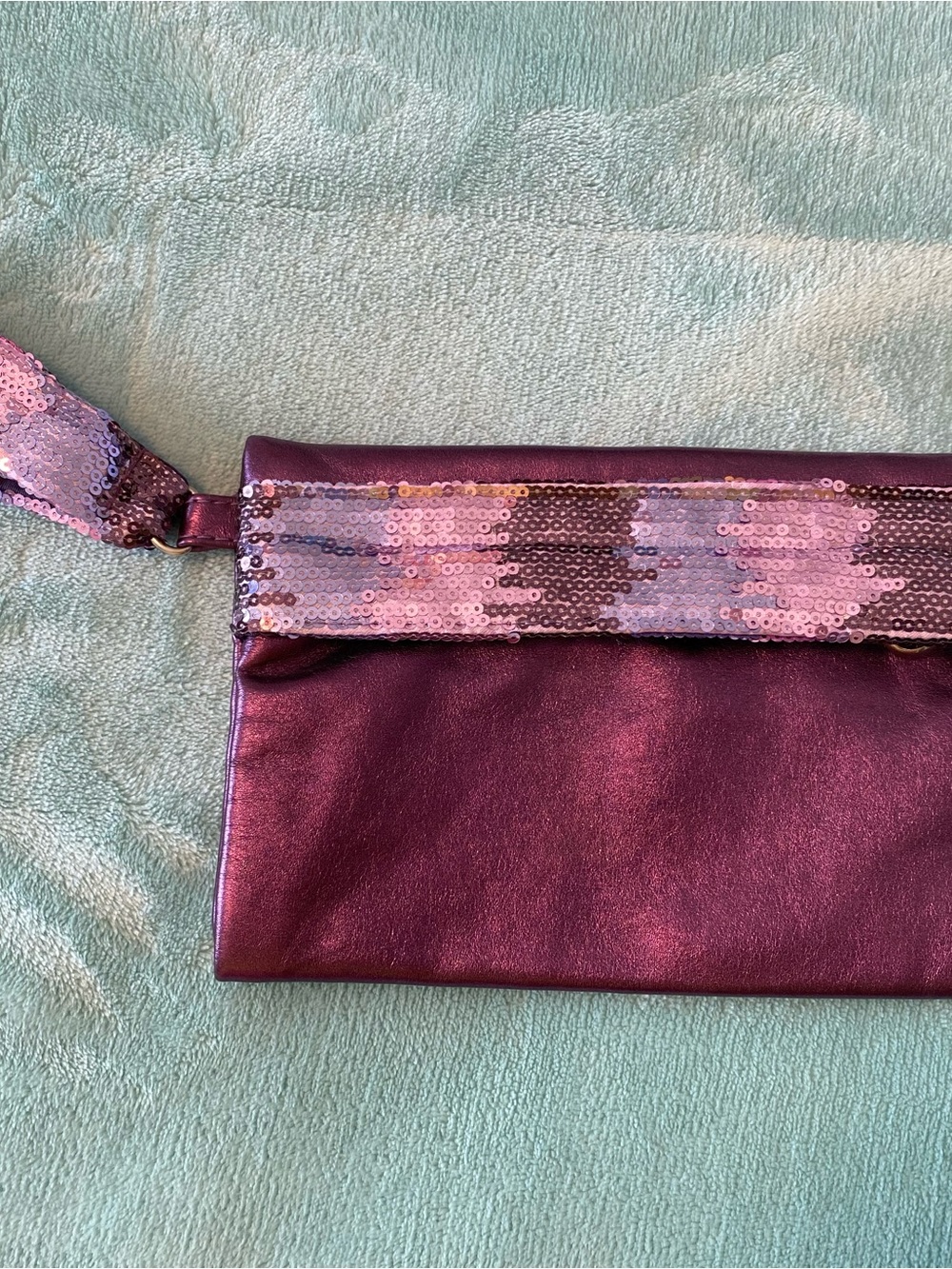 Bundle Item ~ Women’s Metallic Plum Sequin Wristlet Clutch
